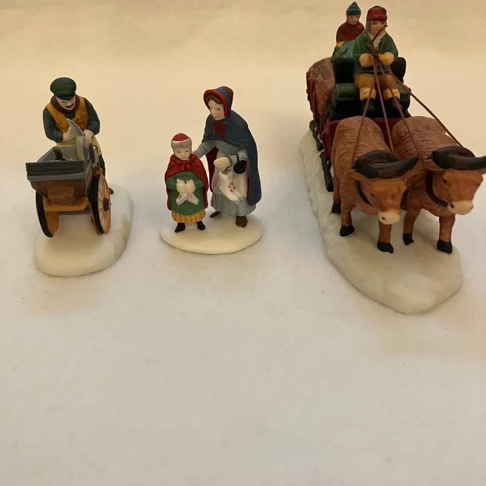 Dept 56 Heritage Village Collection Knife‎ Grinder & Ox Sled Set 5649-9 5951-0